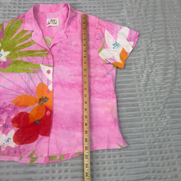 Vintage Jams Word Sweet Pink Hawaiian Button down Floral Patter Shirt Adult Sm - Picture 4 of 9